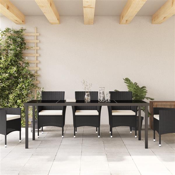 Grote foto vidaxl tuintafel 200x80x73 cm gehard glas zwart tuin en terras tuinmeubelen
