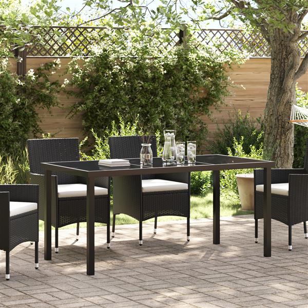 Grote foto vidaxl tuintafel 160x80x73 cm gehard glas zwart tuin en terras tuinmeubelen