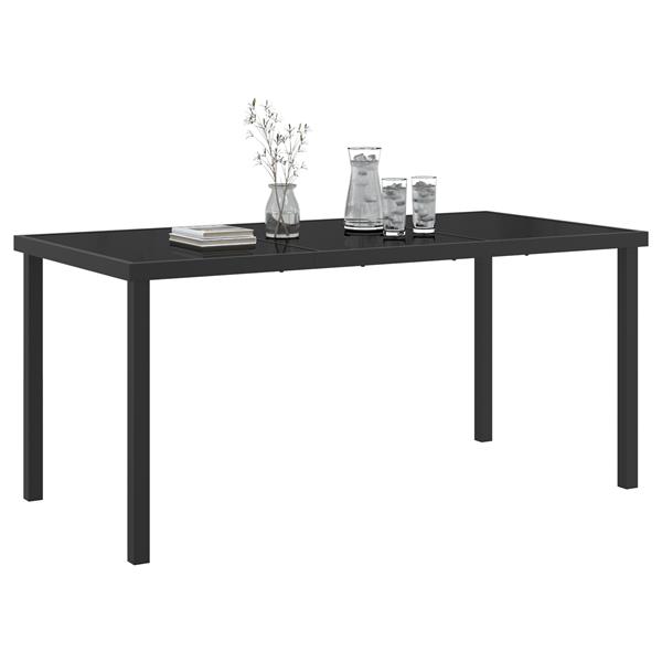 Grote foto vidaxl tuintafel 160x80x73 cm gehard glas zwart tuin en terras tuinmeubelen