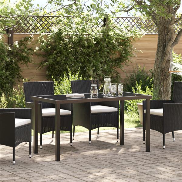 Grote foto vidaxl tuintafel 140x80x73 cm gehard glas zwart tuin en terras tuinmeubelen