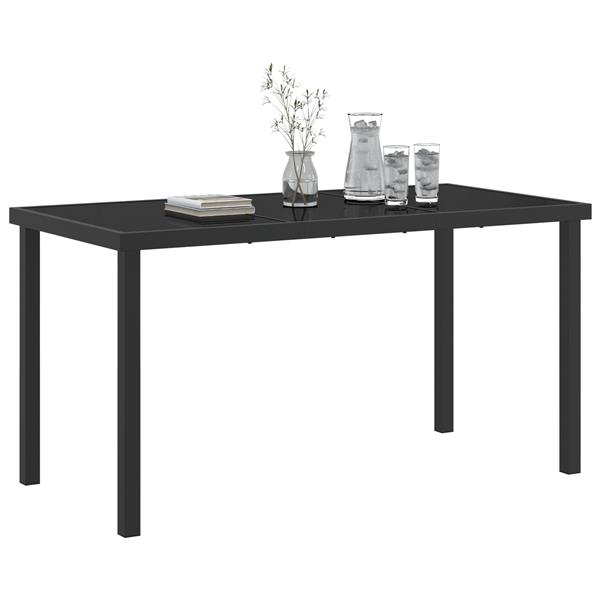 Grote foto vidaxl tuintafel 140x80x73 cm gehard glas zwart tuin en terras tuinmeubelen