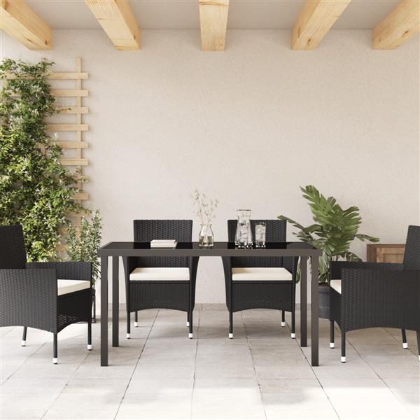 Grote foto vidaxl tuintafel 140x80x73 cm gehard glas zwart tuin en terras tuinmeubelen