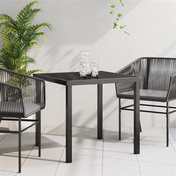 Grote foto vidaxl tuintafel 80x80x73 cm gehard glas zwart tuin en terras tuinmeubelen