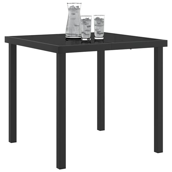 Grote foto vidaxl tuintafel 80x80x73 cm gehard glas zwart tuin en terras tuinmeubelen
