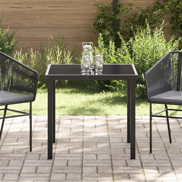 Grote foto vidaxl tuintafel 80x80x73 cm gehard glas zwart tuin en terras tuinmeubelen