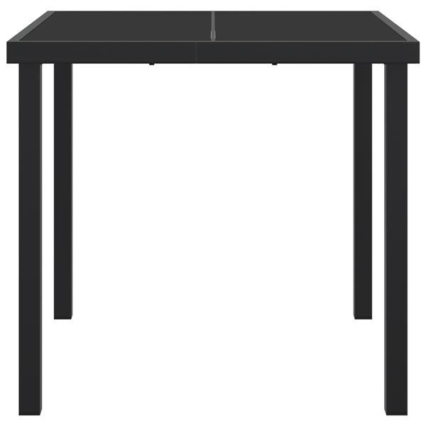 Grote foto vidaxl tuintafel 80x80x73 cm gehard glas zwart tuin en terras tuinmeubelen