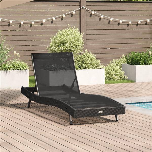 Grote foto vidaxl ligbed zwart van poly rattan en textilene tuin en terras tuinmeubelen