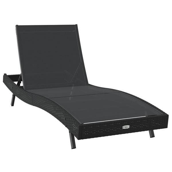 Grote foto vidaxl ligbed zwart van poly rattan en textilene tuin en terras tuinmeubelen