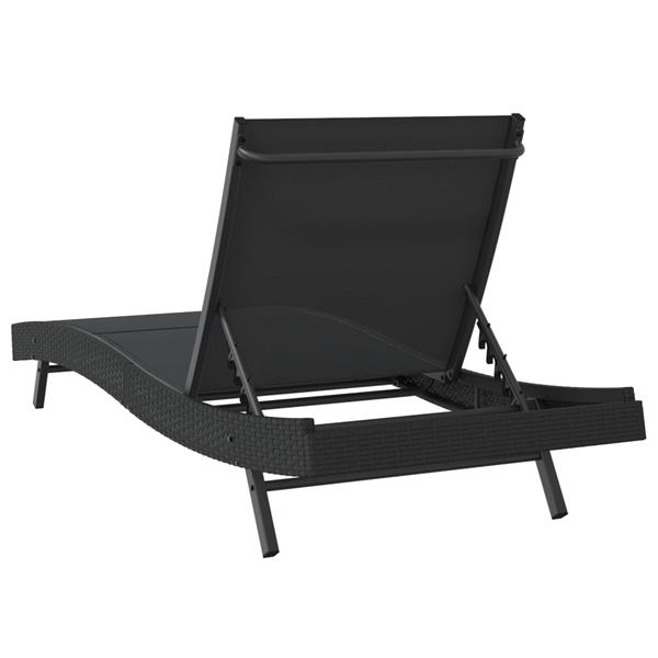 Grote foto vidaxl ligbed zwart van poly rattan en textilene tuin en terras tuinmeubelen
