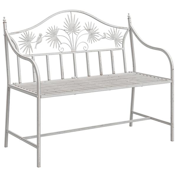 Grote foto vidaxl tuinbank met lamellen design wit 104 cm staal tuin en terras tuinmeubelen
