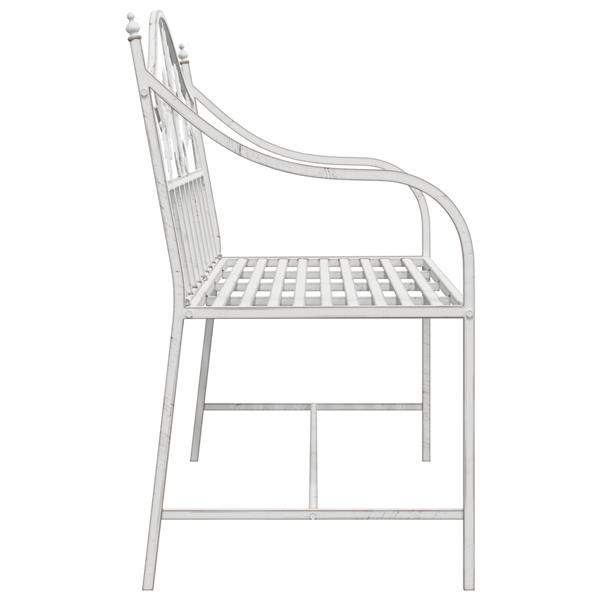 Grote foto vidaxl tuinbank met lamellen design wit 104 cm staal tuin en terras tuinmeubelen