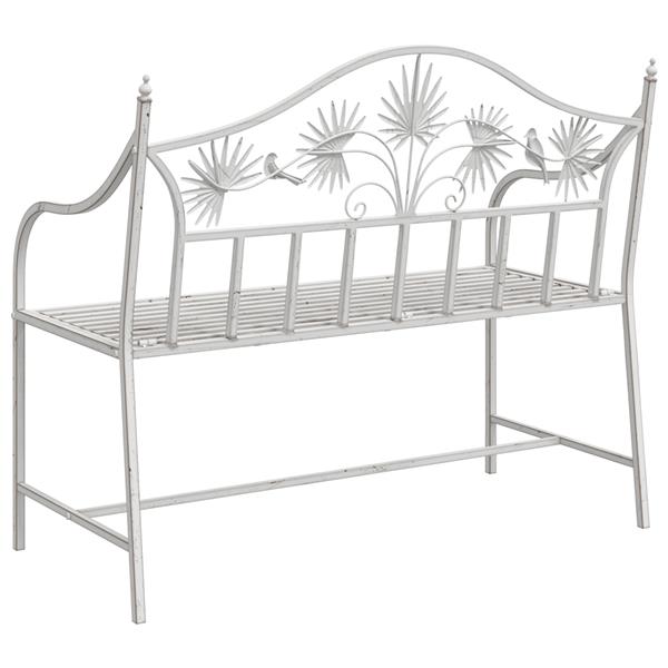 Grote foto vidaxl tuinbank met lamellen design wit 104 cm staal tuin en terras tuinmeubelen