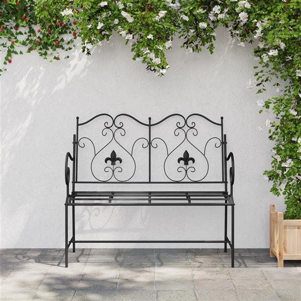 Grote foto vidaxl tuinbank met geschoeide uitstraling zwart 104 cm staal tuin en terras tuinmeubelen