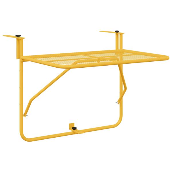 Grote foto vidaxl balkontafel hangend inklapbaar 60x40 cm staal mosterdgeel tuin en terras tuinmeubelen