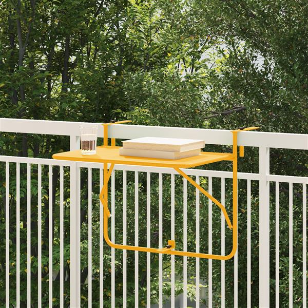 Grote foto vidaxl balkontafel hangend inklapbaar 60x40 cm staal geel tuin en terras tuinmeubelen