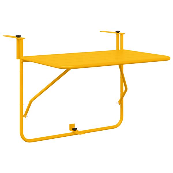 Grote foto vidaxl balkontafel hangend inklapbaar 60x40 cm staal geel tuin en terras tuinmeubelen