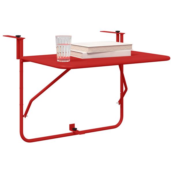 Grote foto vidaxl balkontafel hangend inklapbaar 60x40 cm staal rood tuin en terras tuinmeubelen