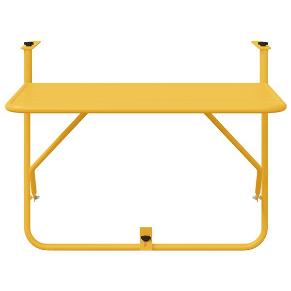 Grote foto vidaxl balkontafel hangend inklapbaar 60x40 cm staal mosterdgeel tuin en terras tuinmeubelen