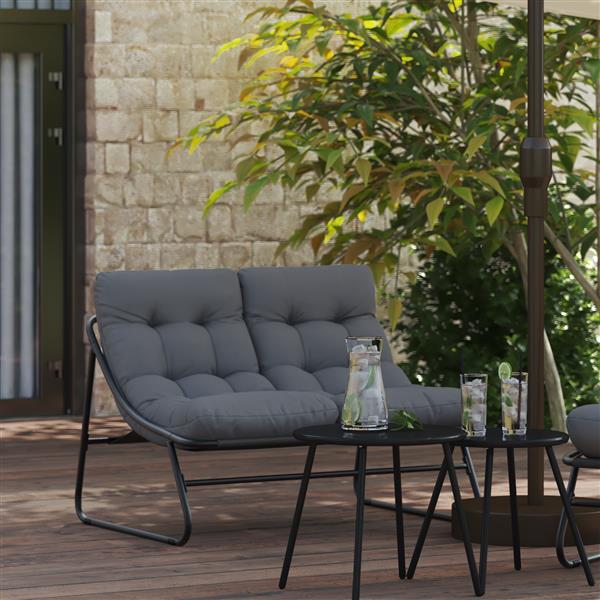 Grote foto vidaxl tuinbank met kussen zwart 110x80x71 cm staal tuin en terras tuinmeubelen