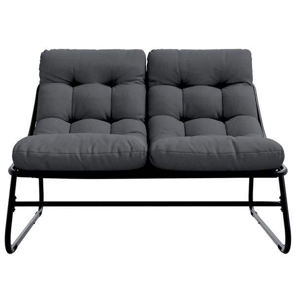 Grote foto vidaxl tuinbank met kussen zwart 110x80x71 cm staal tuin en terras tuinmeubelen