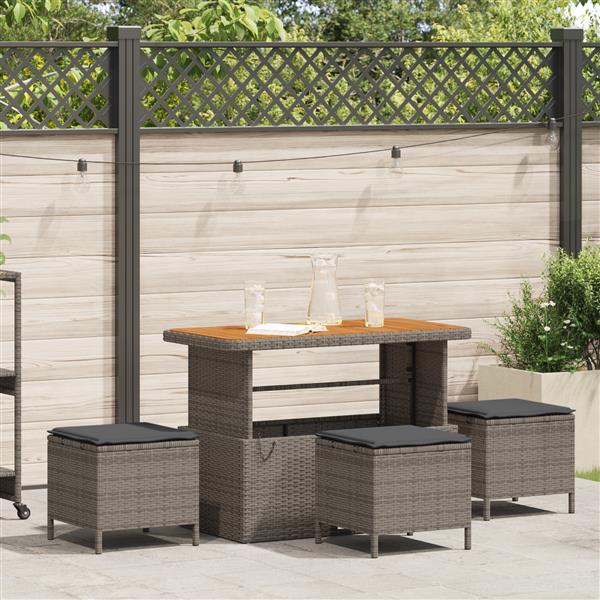 Grote foto vidaxl 4 delige tuinset met kussens poly rattan acaciahout grijs tuin en terras tuinmeubelen