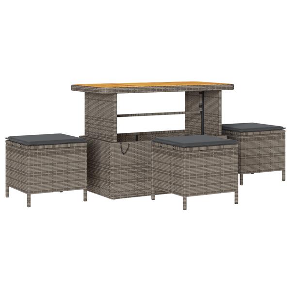 Grote foto vidaxl 4 delige tuinset met kussens poly rattan acaciahout grijs tuin en terras tuinmeubelen