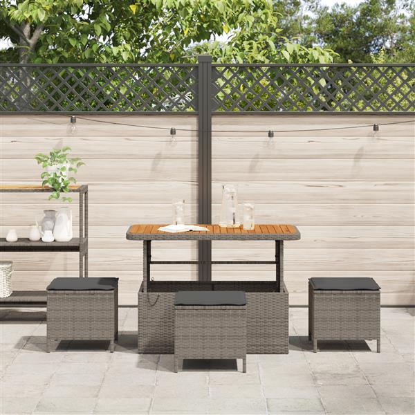 Grote foto vidaxl 4 delige tuinset met kussens poly rattan acaciahout grijs tuin en terras tuinmeubelen
