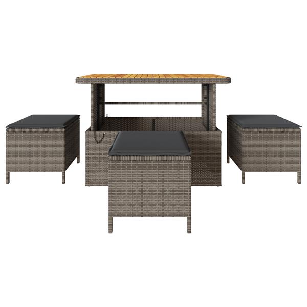 Grote foto vidaxl 4 delige tuinset met kussens poly rattan acaciahout grijs tuin en terras tuinmeubelen