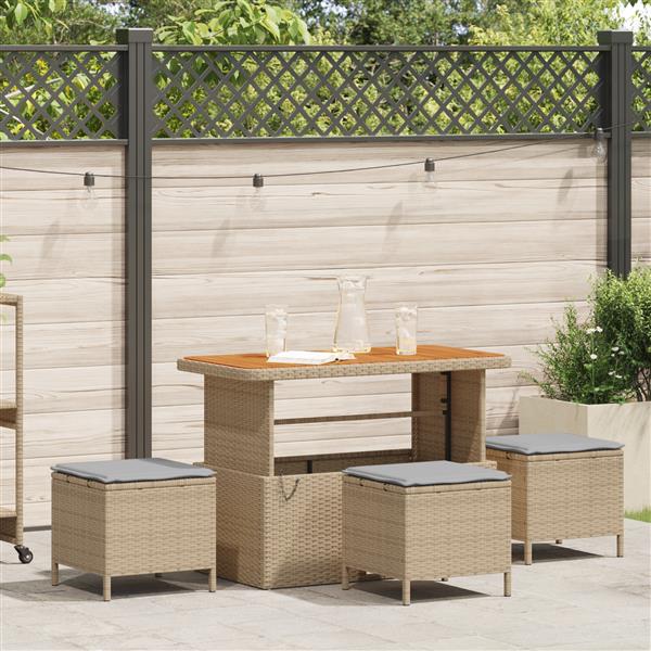 Grote foto vidaxl 4 delige tuinset met kussens poly rattan acaciahout beige tuin en terras tuinmeubelen