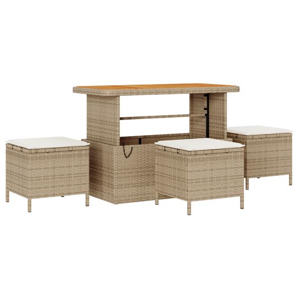 Grote foto vidaxl 4 delige tuinset met kussens poly rattan acaciahout beige tuin en terras tuinmeubelen