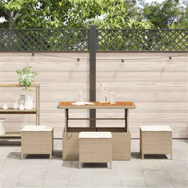Grote foto vidaxl 4 delige tuinset met kussens poly rattan acaciahout beige tuin en terras tuinmeubelen