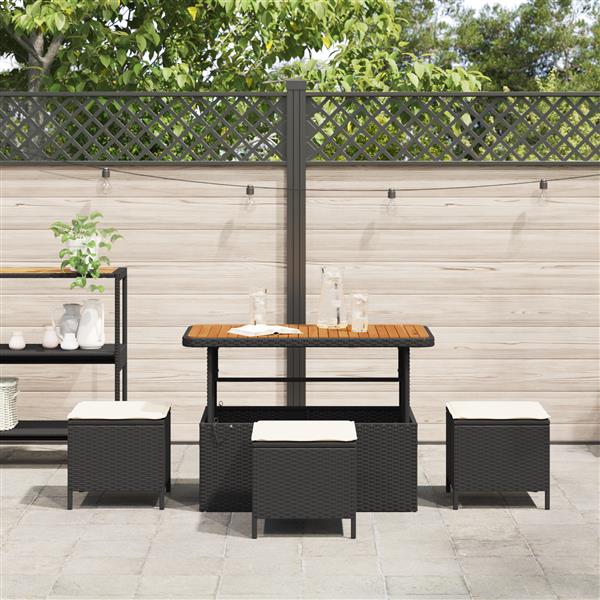 Grote foto vidaxl 4 delige tuinset met kussens poly rattan acaciahout zwart tuin en terras tuinmeubelen