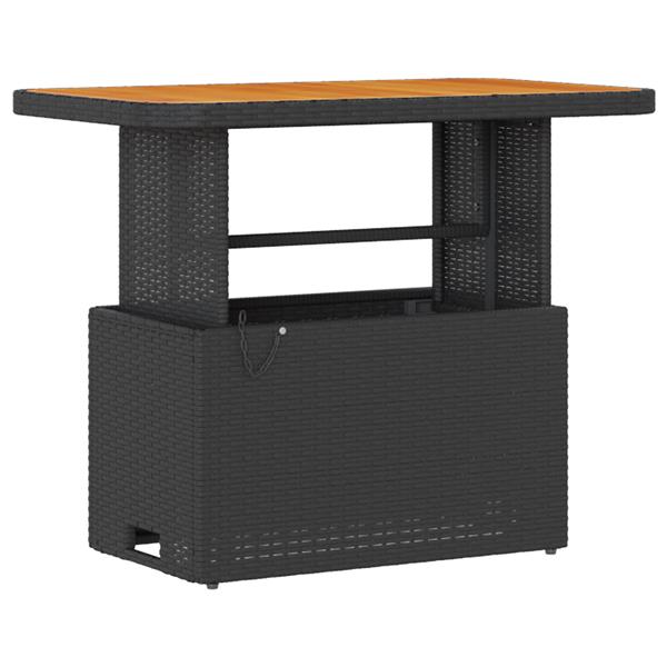 Grote foto vidaxl 3 delige tuinset met kussens poly rattan acaciahout zwart tuin en terras tuinmeubelen