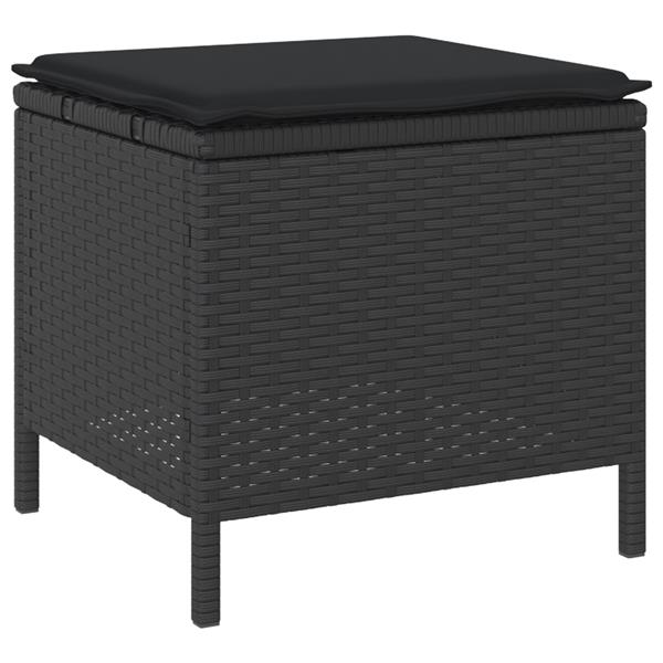Grote foto vidaxl 3 delige tuinset met kussens poly rattan acaciahout zwart tuin en terras tuinmeubelen
