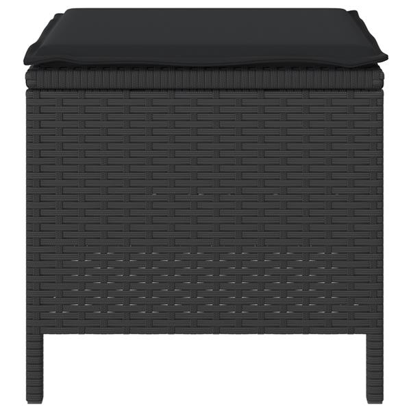 Grote foto vidaxl 3 delige tuinset met kussens poly rattan acaciahout zwart tuin en terras tuinmeubelen