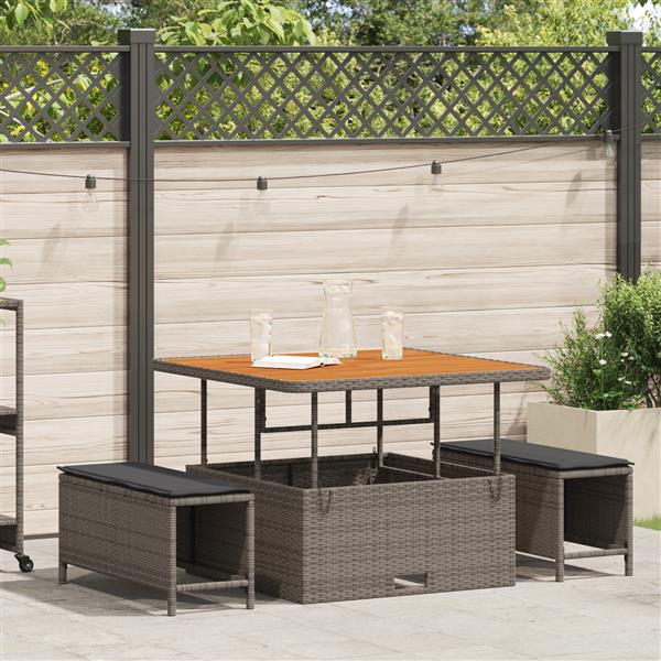 Grote foto vidaxl 3 delige tuinset met kussens poly rattan acaciahout grijs tuin en terras tuinmeubelen