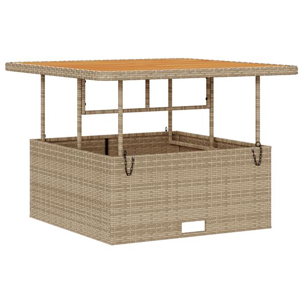 Grote foto vidaxl 3 delige tuinset met kussens poly rattan acaciahout beige tuin en terras tuinmeubelen