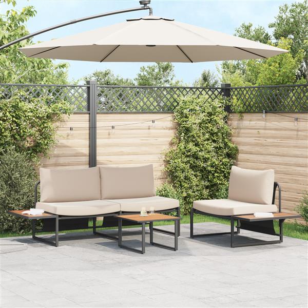 Grote foto vidaxl tuintafel 55x55x35 cm dpc en staal bruin tuin en terras tuinmeubelen