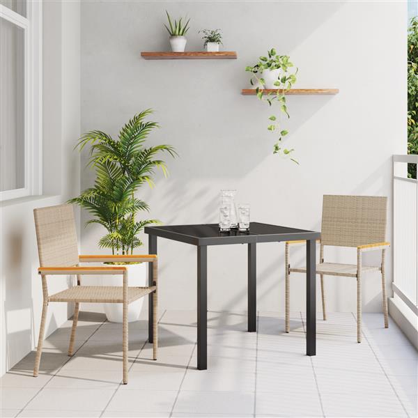 Grote foto vidaxl tuinstoelen 2 st stapelbaar met kussens poly rattan beige tuin en terras tuinmeubelen