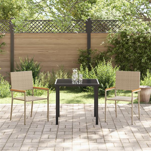 Grote foto vidaxl tuinstoelen 2 st stapelbaar met kussens poly rattan beige tuin en terras tuinmeubelen