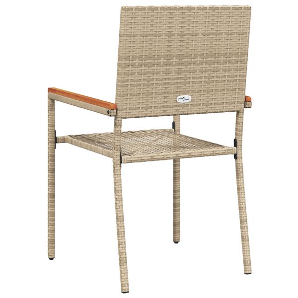 Grote foto vidaxl tuinstoelen 2 st stapelbaar met kussens poly rattan beige tuin en terras tuinmeubelen