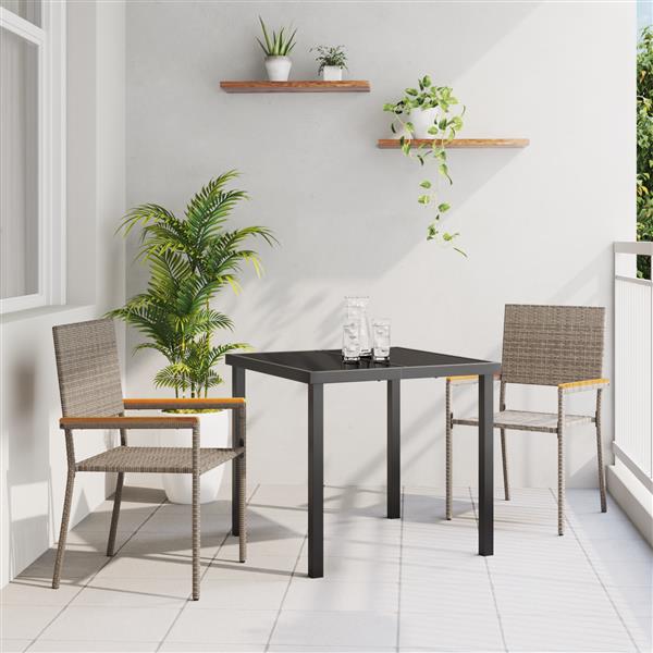 Grote foto vidaxl tuinstoelen 2 st stapelbaar met kussens poly rattan grijs tuin en terras tuinmeubelen