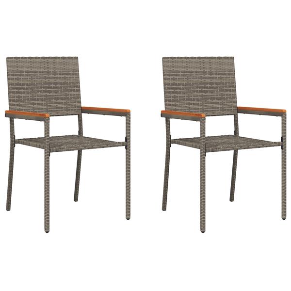 Grote foto vidaxl tuinstoelen 2 st stapelbaar met kussens poly rattan grijs tuin en terras tuinmeubelen