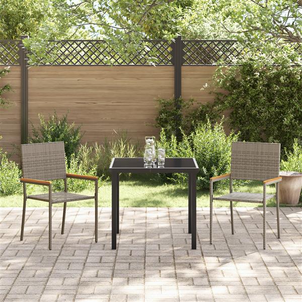 Grote foto vidaxl tuinstoelen 2 st stapelbaar met kussens poly rattan grijs tuin en terras tuinmeubelen