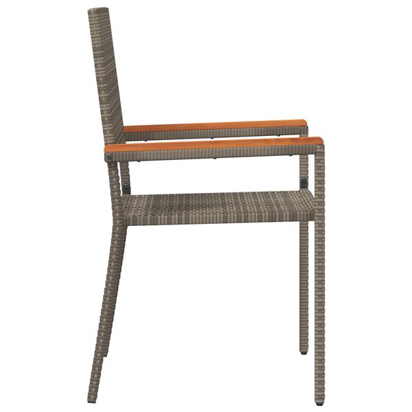 Grote foto vidaxl tuinstoelen 2 st stapelbaar met kussens poly rattan grijs tuin en terras tuinmeubelen