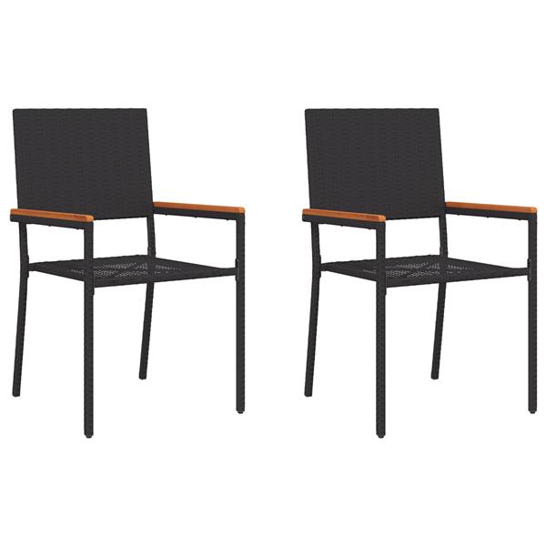 Grote foto vidaxl tuinstoelen 2 st stapelbaar met kussens poly rattan zwart tuin en terras tuinmeubelen