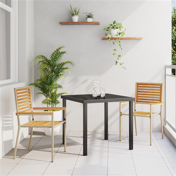 Grote foto vidaxl tuinstoelen 2 st stapelbaar met kussens poly rattan beige tuin en terras tuinmeubelen