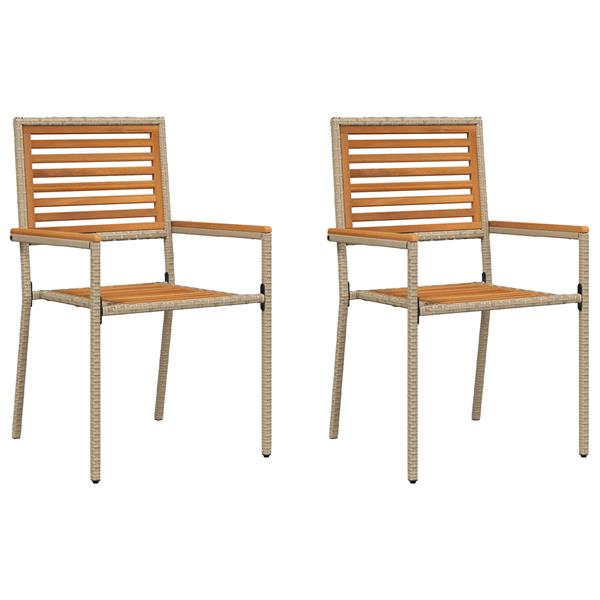 Grote foto vidaxl tuinstoelen 2 st stapelbaar met kussens poly rattan beige tuin en terras tuinmeubelen