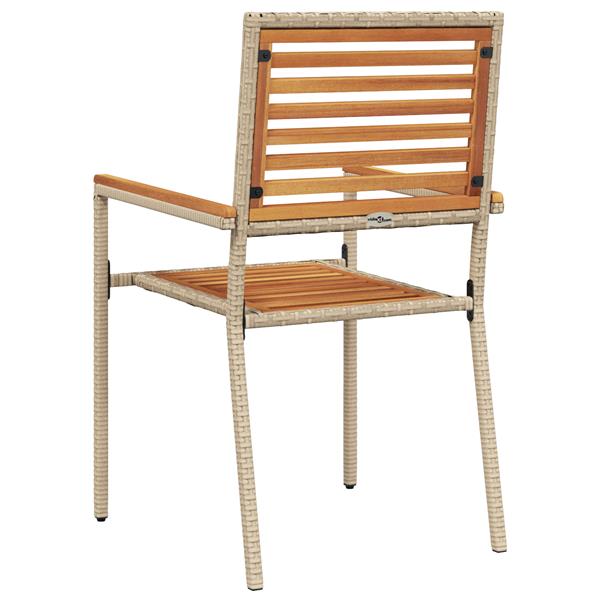 Grote foto vidaxl tuinstoelen 2 st stapelbaar met kussens poly rattan beige tuin en terras tuinmeubelen