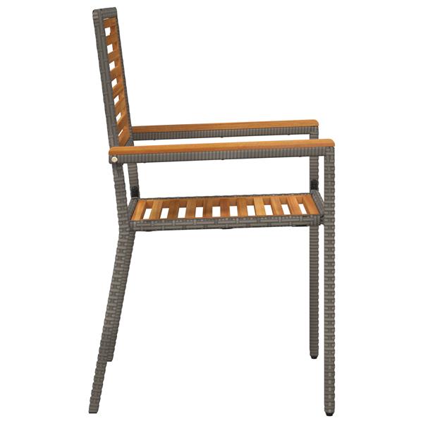 Grote foto vidaxl tuinstoelen 2 st stapelbaar met kussens poly rattan grijs tuin en terras tuinmeubelen